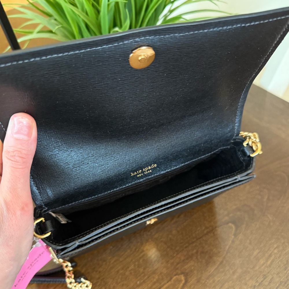 Kate Spade Gala Stone Embellished Saffiano Leather Flap Chain Crossbody Wallet - Picture 6 of 9